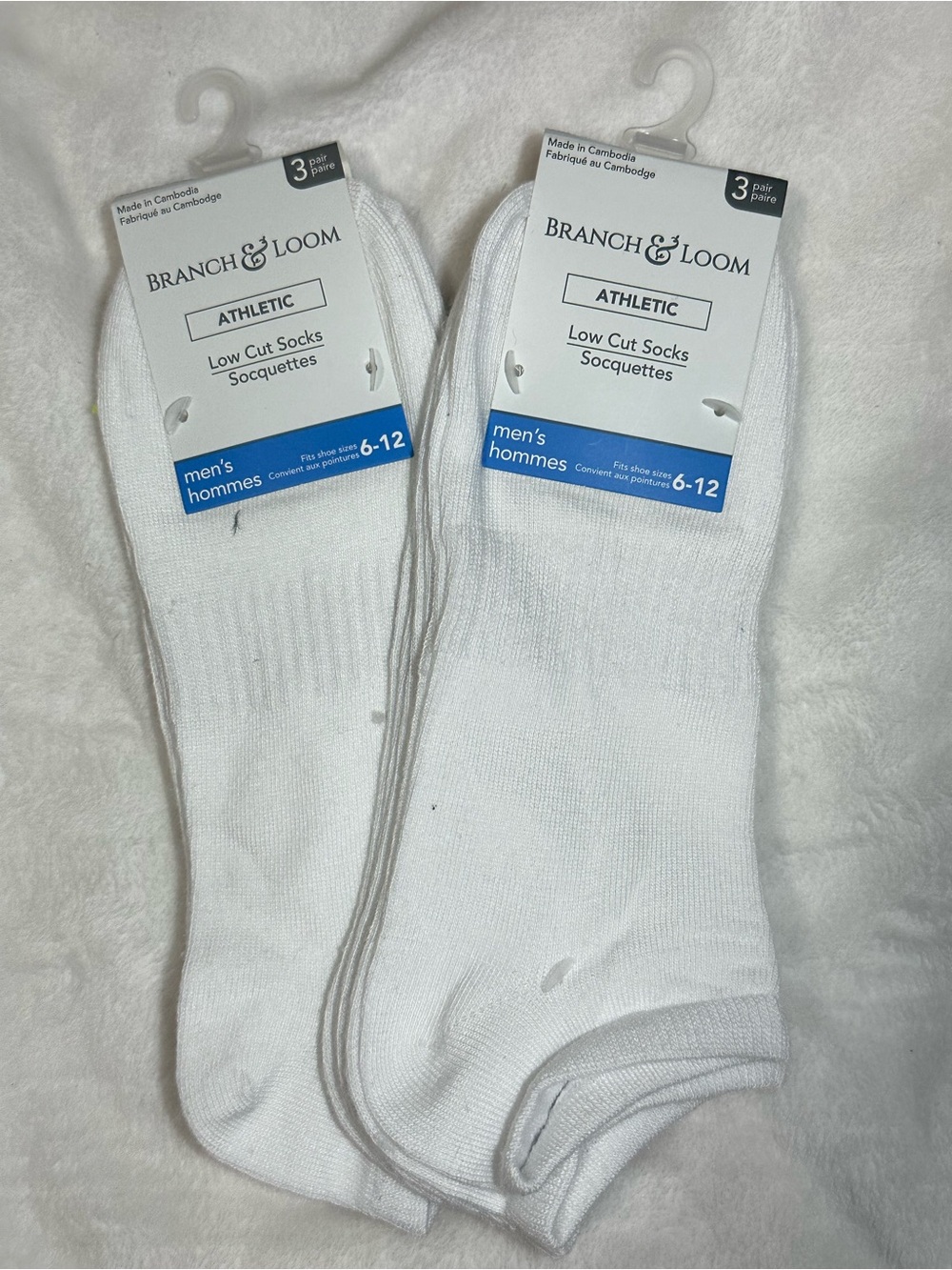 Men White Low Cut Athletic Socks 6 Pack Size 6-12